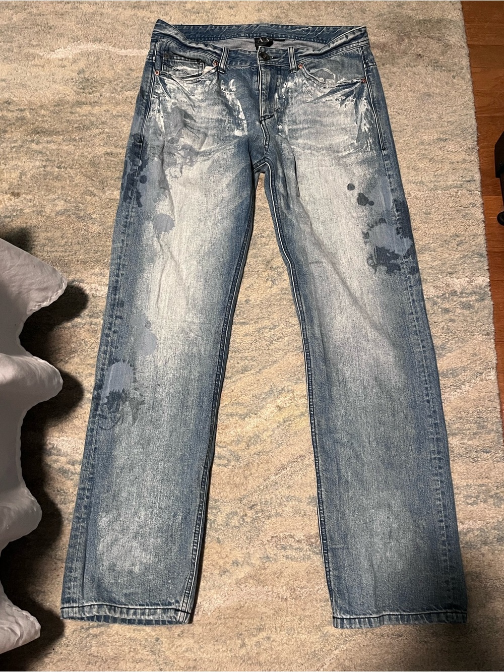 Armani Exchange Light Blue Washed Straight Jeans